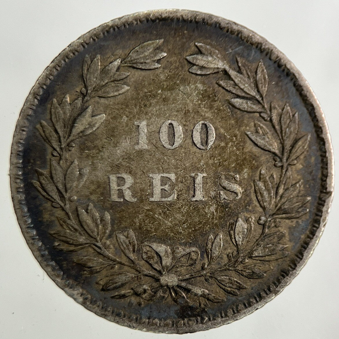 1861 Portugal 100 Reis Silver Coin | Fine Collectable Grade