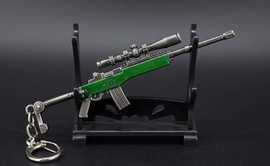 Mini Metal Green Assault Rifle With Scope Gun Keyring Premium Keychain Gift UK