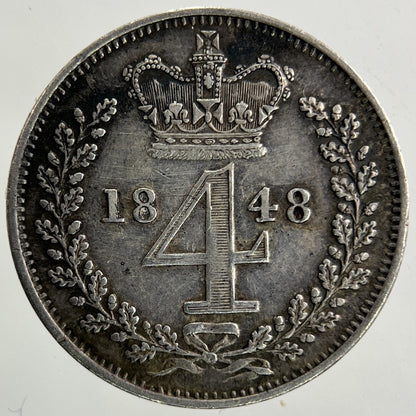 1848 Victoria Maundy Four - Pence Silver Coin | Very High Grade