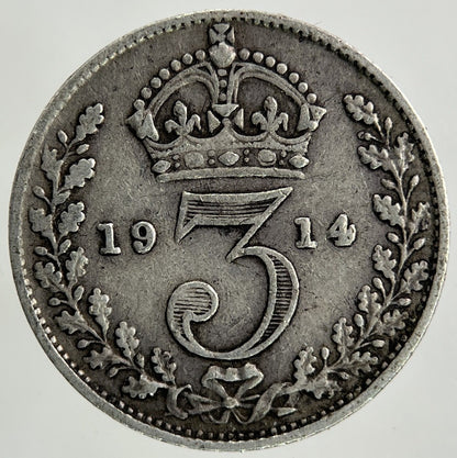 1914 George V Threepence Silver Coin | Fine Collectable Grade