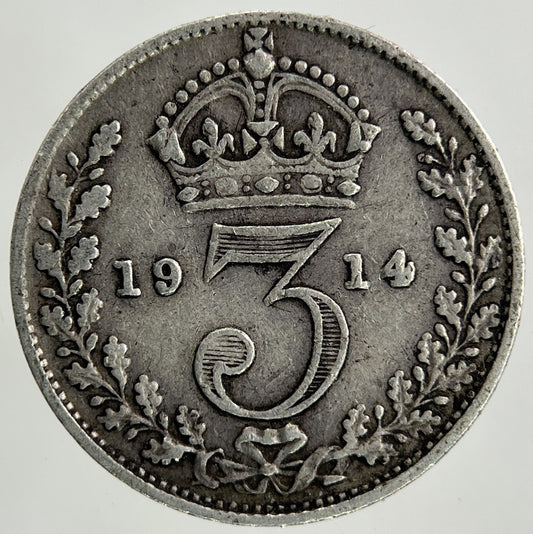 1914 George V Threepence Silver Coin | Fine Collectable Grade