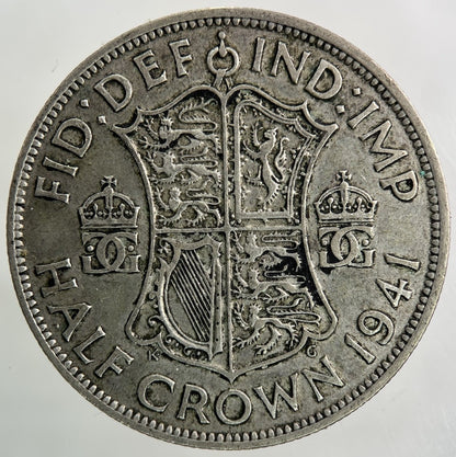 1941 George VI Half - Crown Silver Coin | Fine Collectable Grade