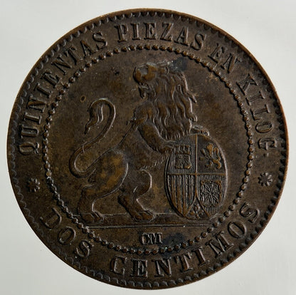 1870 Spain Dos 2 Gramos Coin | Very High Grade