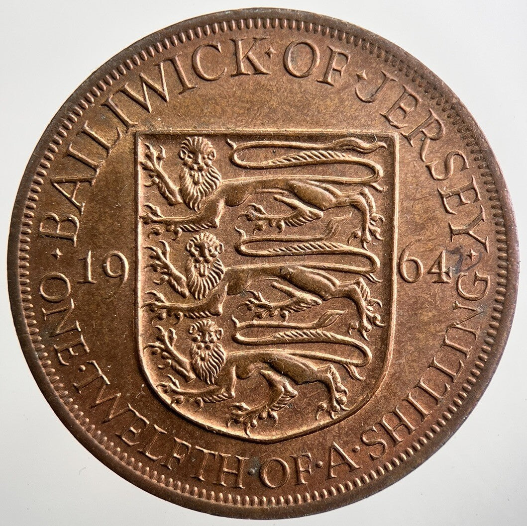1964 Jersey 1/12th One - Twelfth - Of - A - Shilling Coin | Very High Grade | a7474