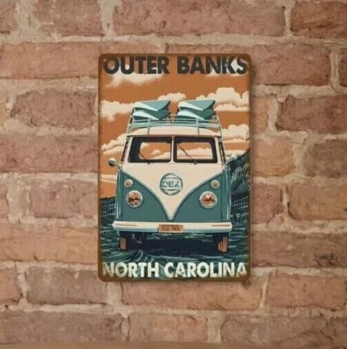 VW Camper - Van North Carolina USA Metal Plaque Retro Vintage Tin sign 30x20cm