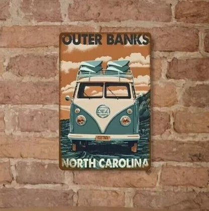 VW Camper - Van North Carolina USA Metal Plaque Retro Vintage Tin sign 30x20cm