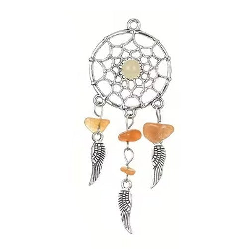 Mini Metal Orange Stones Dream Catcher Charm Keyring Keychain Gift UK