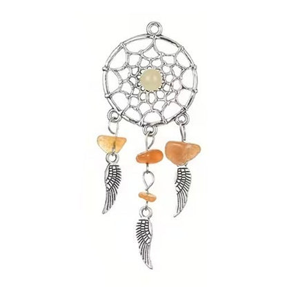 Mini Metal Orange Stones Dream Catcher Charm Keyring Keychain Gift UK