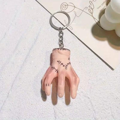 Mini Spooky Stitched Hand Gothic Keyring Premium Keychain Gift UK