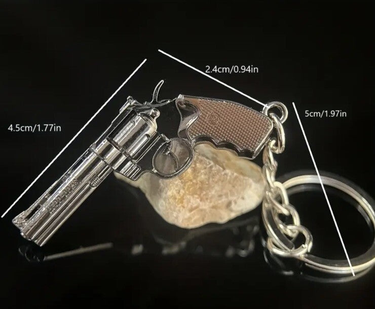 Mini Classic Revolver Pistol Gun Shaped Keyring Premium Keychain Gift UK