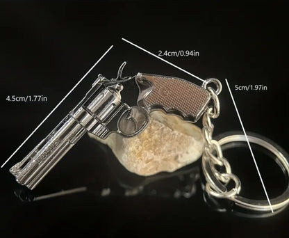 Mini Classic Revolver Pistol Gun Shaped Keyring Premium Keychain Gift UK
