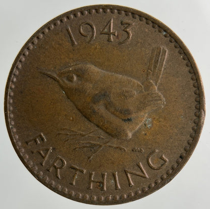 1943 George VI Wren Farthing Coin | Collectable Grade