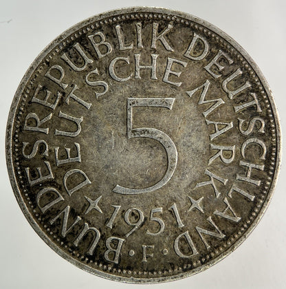 1951 Germany 5 Mark Silver Coin | Very High Grade