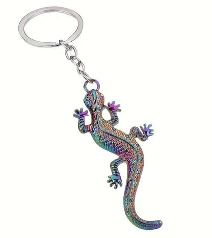 Multicoloured Metal Lizard Shaped Keyring Premium Keychain Gift UK