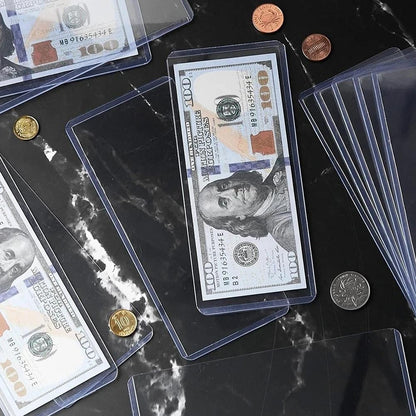 10 x Thick Clear Money Sleeves Currency Banknote Bill Storage Bag Protector