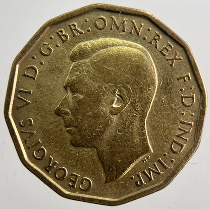 1942 British Brass Threepence Coin | Fine Collectable Grade | a7355