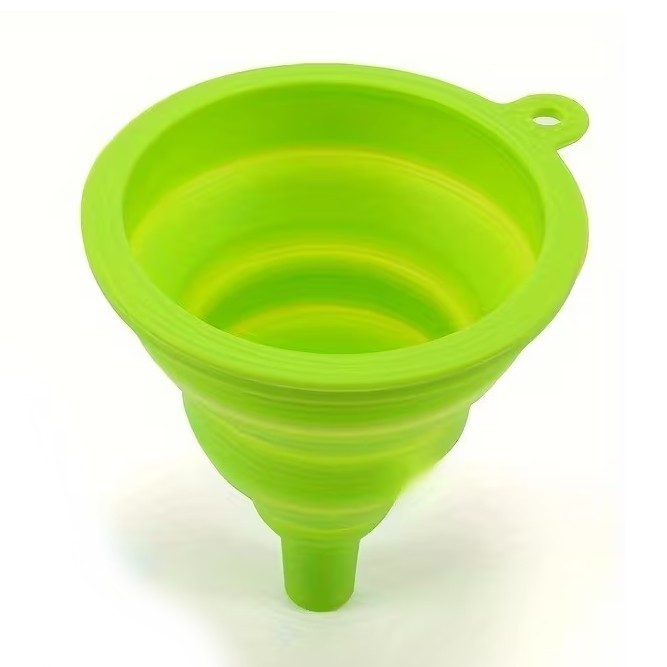 1pc Green Silicone Collapsible Funnel Kitchen for Water Bottle Liquid Transfer