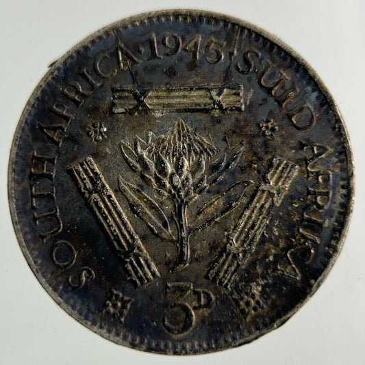 1945 South Africa Threepence Silver Coin | Fine Collectable Grade