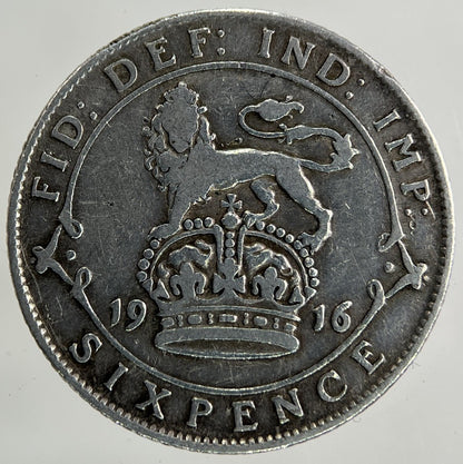 1916 George V Sixpence Silver Coin | Fine Collectable Grade