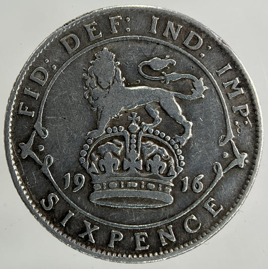 1916 George V Sixpence Silver Coin | Fine Collectable Grade