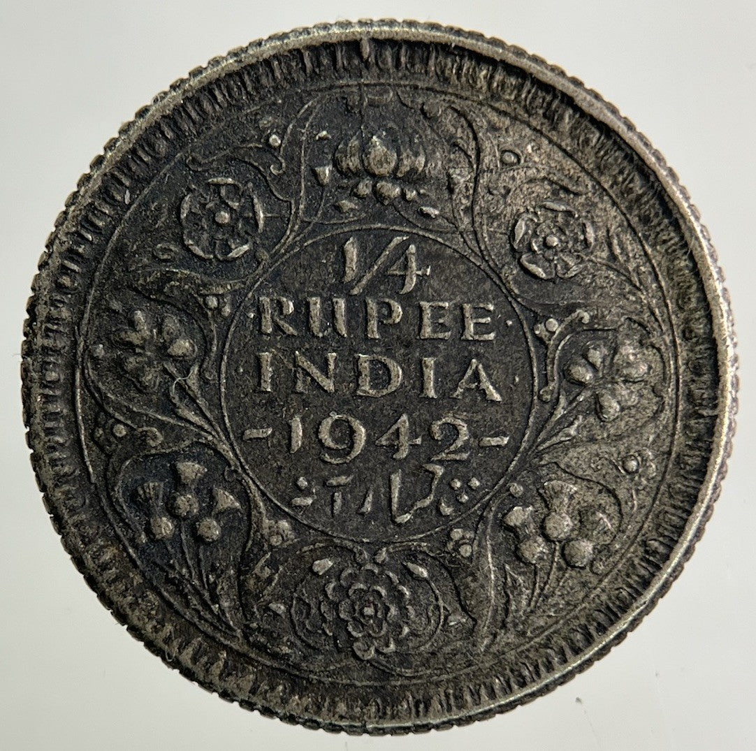 1942 India Quarter 1/4 Quarter Rupee Silver Coin | Collectable Grade
