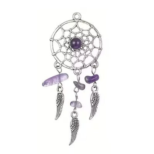 Mini Metal Purple Stones Dream Catcher Charm Keyring Keychain Gift UK