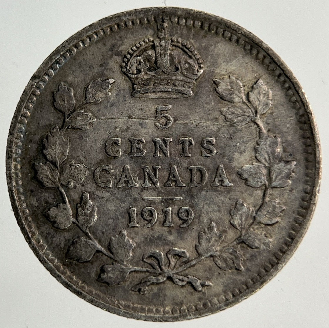 1919 Canada 5 Cents Silver Coin | Fine Collectable Grade