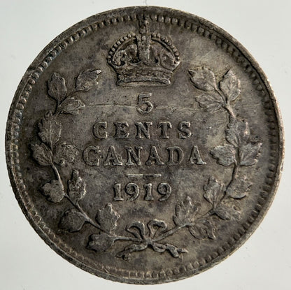 1919 Canada 5 Cents Silver Coin | Fine Collectable Grade