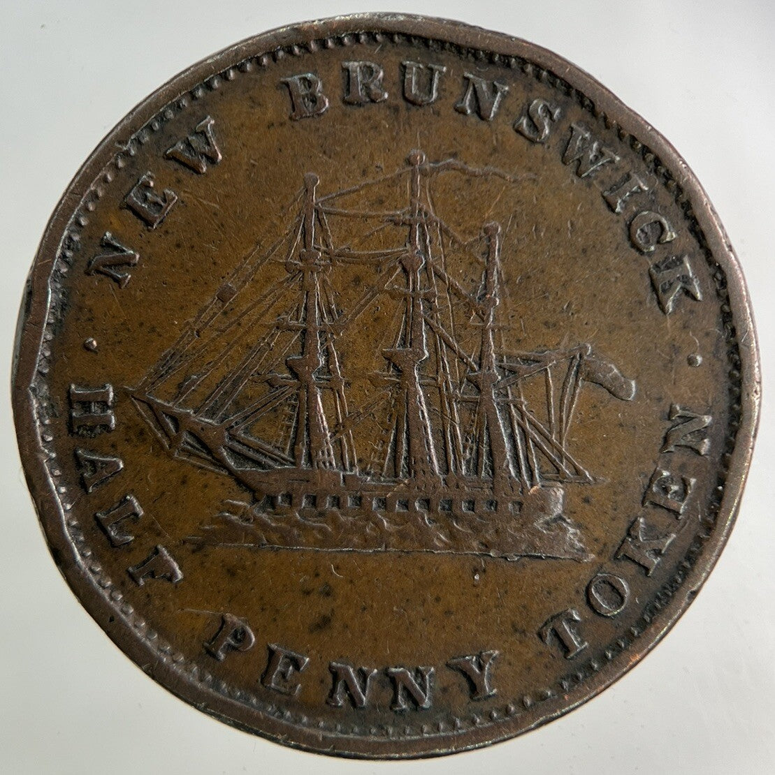 1843 Canada New Brunswick Half - Penny Coin | Fine Collectable Grade