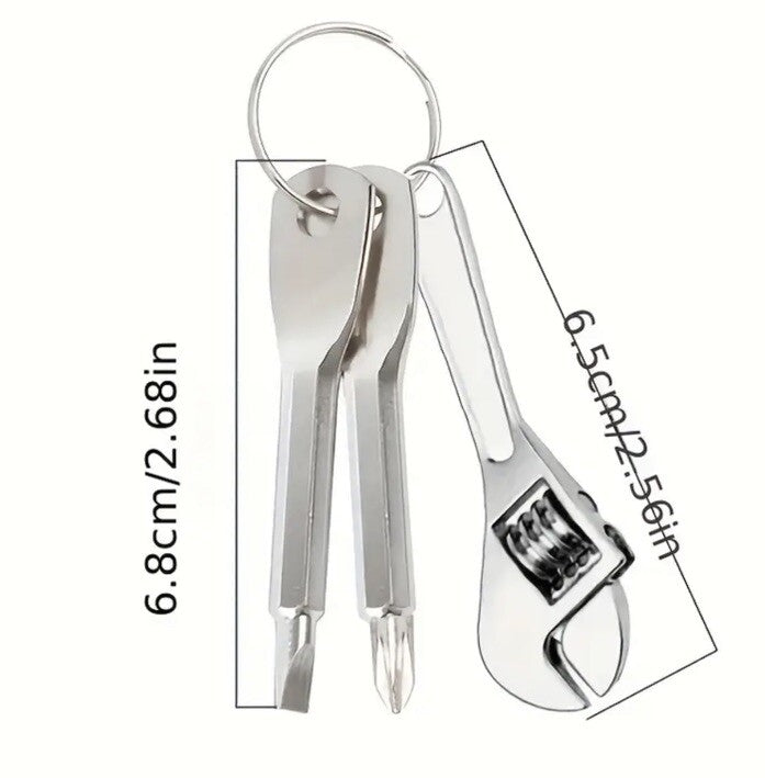 Mini Metal Toolkit Screwdrivers & Spanner Keyring Premium Keychain Gift UK