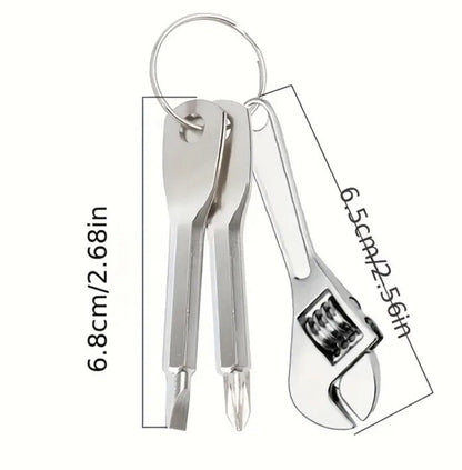 Mini Metal Toolkit Screwdrivers & Spanner Keyring Premium Keychain Gift UK