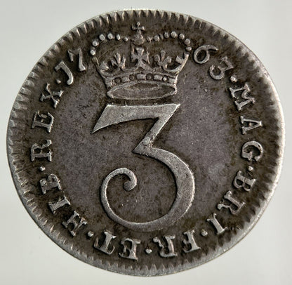 1763 George III 3rd Maundy Three - Pence Silver Coin | Very High Grade