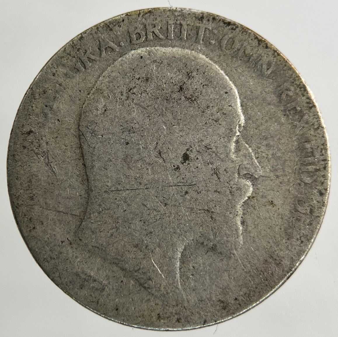 British Edward VII Sixpence Silver Coin | Worn Grade