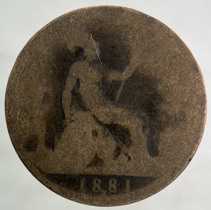 1881 - H Victoria One Penny Coin | Fair Grade
