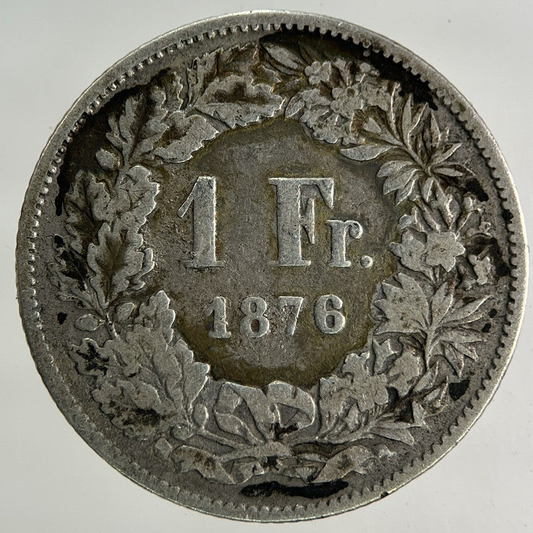 1876 Switzerland Swiss 1 Franc Silver Coin | Collectable Grade