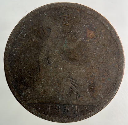 1864 Victoria One Penny Coin | Fair Grade