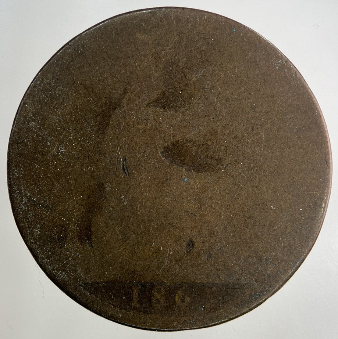 1865 Victoria One Penny Coin | Worn Grade