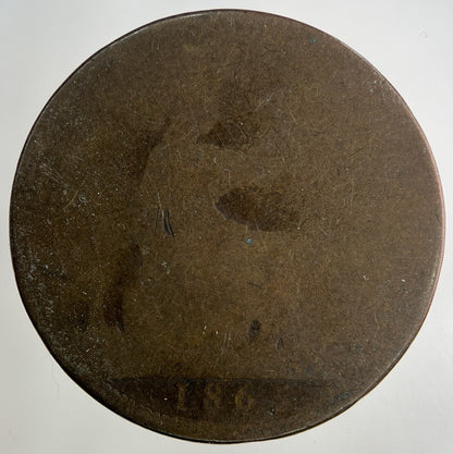 1865 Victoria One Penny Coin | Worn Grade