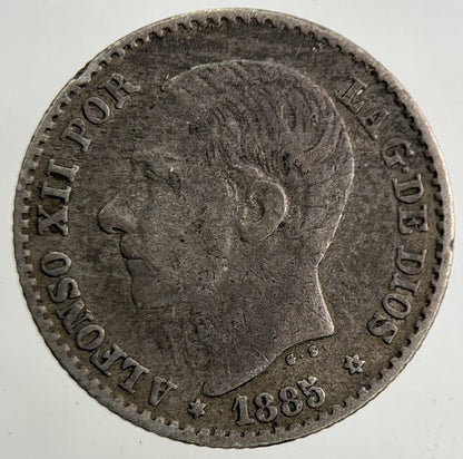1885 Spain 50 Centimos Silver Coin | Fine Collectable Grade
