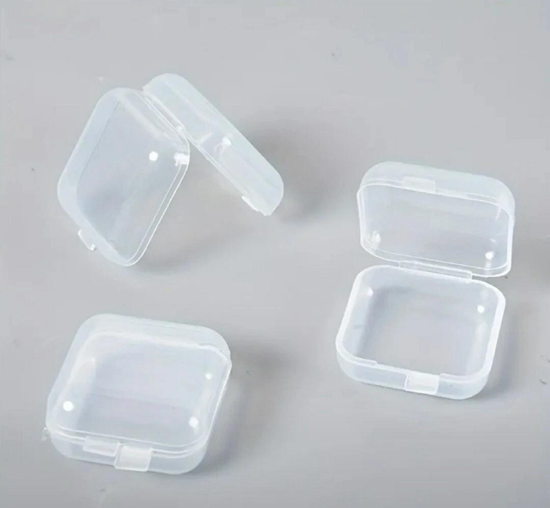 12 x Mini Clear Plastic Small Craft Box Jewellery Ring Storage Case Container