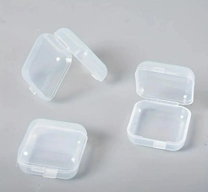 12 x Mini Clear Plastic Small Craft Box Jewellery Ring Storage Case Container