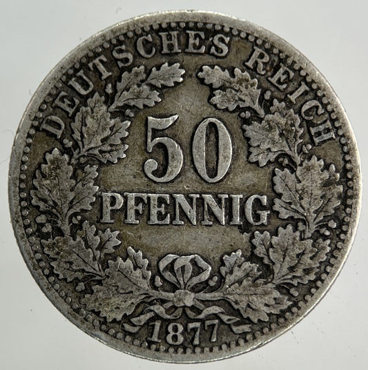 1877 Germany 50 Pfennig Silver Coin | Fine Collectable Grade
