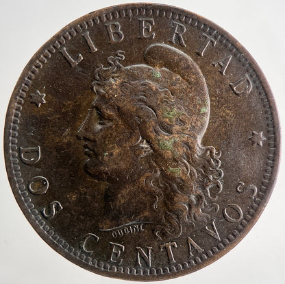 1889 Argentina Dos 2 Centavos Cents Coin | Fine Collectable Grade | a9671