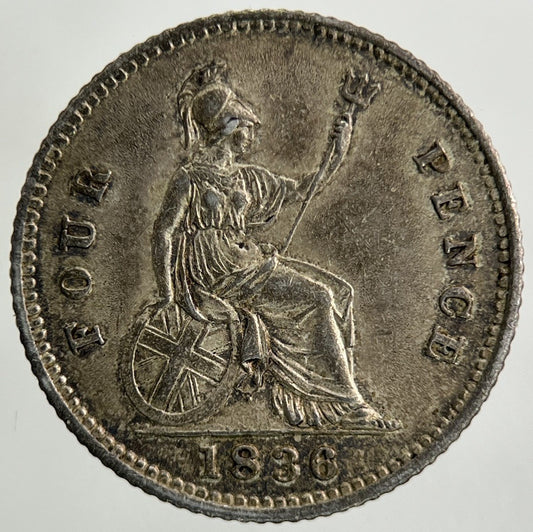 1836 William IV Groat Four - Pence Silver Coin | Very Fine Grade