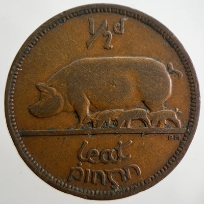 1941 Irish Half - Penny 1/2d Pig Coin | Fine Collectable Grade