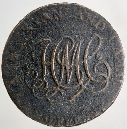 1792 Ireland Dublin Camac Harp Half - Penny Token Coin | Collectable Grade | a9117