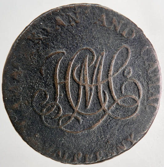 1792 Ireland Dublin Camac Harp Half - Penny Token Coin | Collectable Grade | a9117