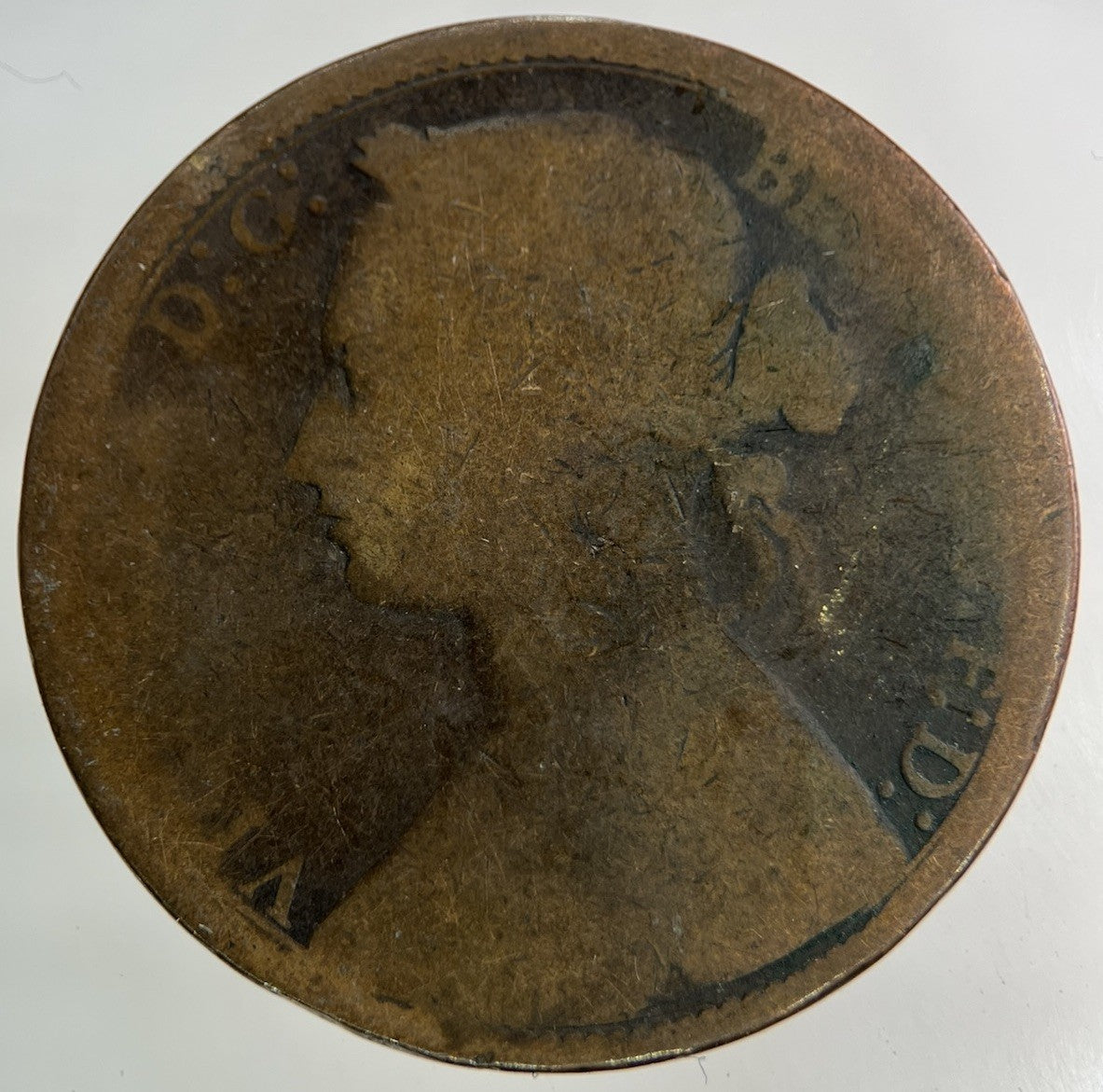1874 - H Victoria One Penny Coin | Worn Grade