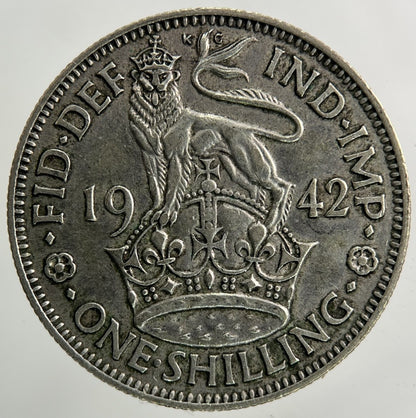 1942 George VI Shilling Silver Coin | Fine Collectable Grade