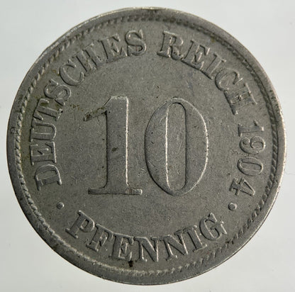 1904 German 10 Pfennig Coin | Fine Collectable Grade